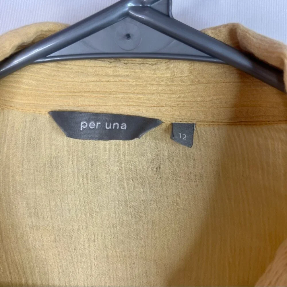 Per Una button up ruffles long sleeve flare sleeve Mustard Ruffled Blouse